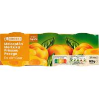 Melocotón almíbar ligero EROSKI, pack 3x115 g