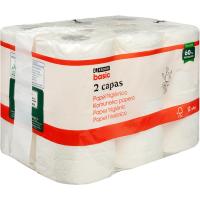 Paper higiènic 2 capes EROSKI basic, paquet 12 rotllos