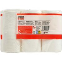 Paper higiènic 2 capes EROSKI basic, paquet 12 rotllos