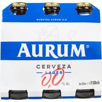 Cervesa sense alcohol 0,0% AURUM, pack botellín 6x25 cl Cervesa sense alcohol 0,0% AURUM, pack botellín 6x25 cl
