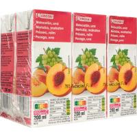 Suc de préssec, raïm i poma EROSKI, pack 6x20 cl