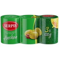 Aceitunas rellenas de anchoa EL SERPIS, pack 3x120 g Aceitunas rellenas de anchoa EL SERPIS, pack 3x120 g