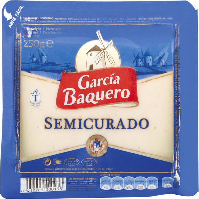Queso semicurado GARCÍA BAQUERO, cuña 250 g