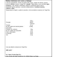 Salsa de curri-mango HEINZ, boca avall 220 g