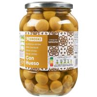 Aceitunas verdes con hueso EROSKI, frasco 500 g Aceitunas verdes con hueso EROSKI, frasco 500 g
