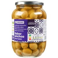 Aceitunas verdes sabor anchoa EROSKI, frasco 500 g Aceitunas verdes sabor anchoa EROSKI, frasco 500 g