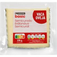 Queso semicurado EROSKI BASIC, cuña 375 g Queso semicurado EROSKI BASIC, cuña 375 g