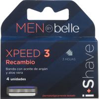Recanvi de maquineta 3 fulles MEN BY BELLE, pack 4 u