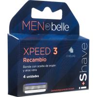 Recambio de maquinilla 3 hojas MEN BY BELLE, pack 4 uds