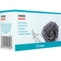 Estropajo metálico EROSKI BASIC, pack 2 uds