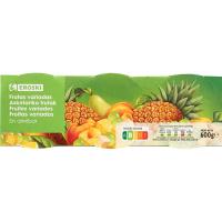 Frutas variadas en almíbar EROSKI, pack 3x115 g