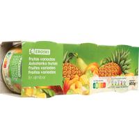 Fruites variades en almívar EROSKI, pack 3x115 g