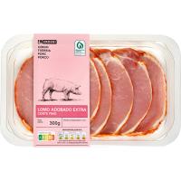 Filetes de lomo adobado de cerdo extrafino EROSKI, bandeja 300 g Filetes de lomo adobado de cerdo extrafino EROSKI, bandeja 300 g