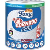 Papel de cocina 3 capas FOXY TORNADO AZUL, paquete 1=15 rollos