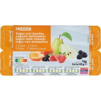 Yogur con fresas-albaricoque-pera-mora EROSKI, pack 8x125 g