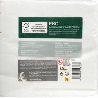Servilleta blanca 2 capas 38x38 EROSKI, paquete 60 uds
