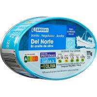 Bonítol en oli d`oliva baix en sal EROSKI, llauna 111 g