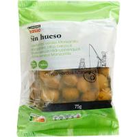 Aceitunas verdes sin hueso EROSKI basic, pack 3x75 g Aceitunas verdes sin hueso EROSKI basic, pack 3x75 g