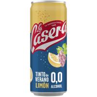 Tinto de verano limón sin alcohol LA CASERA, lata 33 cl Tinto de verano limón sin alcohol LA CASERA, lata 33 cl