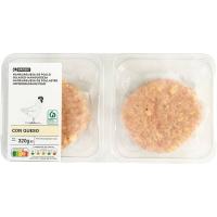 Hamburguesa de pollo-queso EROSKI, 4 uds., bandeja 320 g Hamburguesa de pollo-queso EROSKI, 4 uds., bandeja 320 g