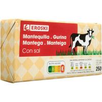 Mantequilla con sal EROSKI, patilla 250 g