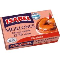 Mejillón en salsa picante 13/18 piezas ISABEL, lata 115 g