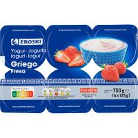 Grec amb maduixes EROSKI, pack 6x125 g