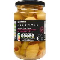 Aceitunas con pimiento EROSKI SELEQTIA, frasco 190 g Aceitunas con pimiento EROSKI SELEQTIA, frasco 190 g