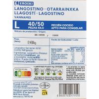 Llagostí cuit calibre 40/50 EROSKI, safata 450 g