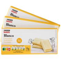 Xocolate blanc EROSKI BASIC, pack 3x75 g