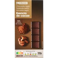 Xocolata negra 74% cacau EROSKI, tauleta 100 g Xocolata negra 74% cacau EROSKI, tauleta 100 g