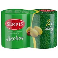 Aceitunas rellenas de anchoa SERPIS, pack 2x85 g Aceitunas rellenas de anchoa SERPIS, pack 2x85 g