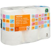 Papel de cocina triple rollo EROSKI, paquete 3=9 rollos