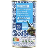 Aceitunas rellenas de anchoa suaves EROSKI, lata 150 g Aceitunas rellenas de anchoa suaves EROSKI, lata 150 g