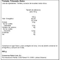 Tomàquet triturat PEDRO LUIS, flascó 660 g