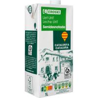 Leche semidesnatada de Cataluña EROSKI, brik 1 litro