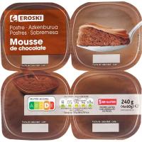 Mousse de chocolate EROSKI, pack 4x60 g