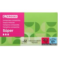 Tampón aplicador compacto super EROSKI, caja 32 uds. Tampón aplicador compacto super EROSKI, caja 32 uds.