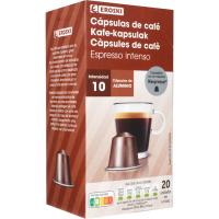 Cafè expresso intens compatible Nespresso EROSKI, caixa 20 u