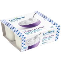 Yogurt natural sin lactosa LA FAGEDA, pack 4x125 g Yogurt natural sin lactosa LA FAGEDA, pack 4x125 g