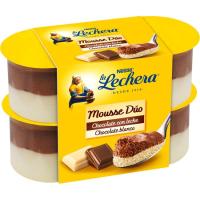 Mousse duo de chocolate blanco LA LECHERA, pack 4x59 g Mousse duo de chocolate blanco LA LECHERA, pack 4x59 g