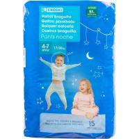 Pañal de noche 17-30 kg 4-7 años Talla 1 EROSKI, paquete 15 uds.