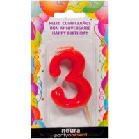 Vela aniversari vermella n.3 ROURA