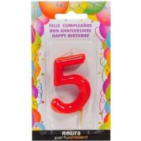 Vela aniversari vermella n.5 ROURA