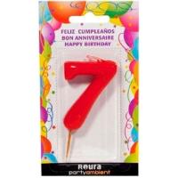 Vela aniversari vermella n.7 ROURA