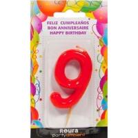 Vela aniversari vermella n.9 ROURA