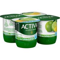 Activia con lima-limón 0% DANONE, pack 4x120 g