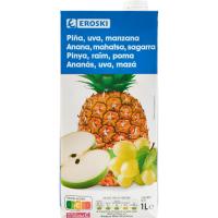 Zumo de piña, manzana y uva EROSKI, brik 1 litro