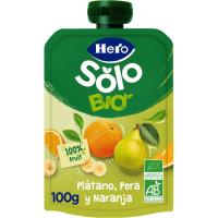 Sólo fruta eco de pera-plátano-naranja HERO, doypack 100 g Sólo fruta eco de pera-plátano-naranja HERO, doypack 100 g