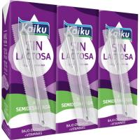 Llet semidesnatada sense lactosa KAIKU, pack 3x200 ml
